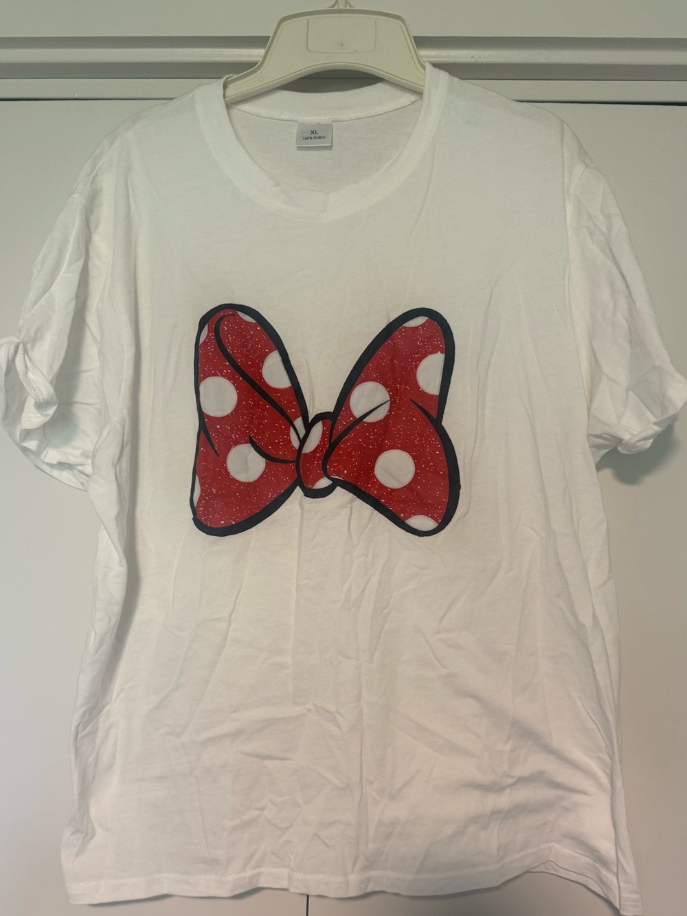 White Tee with Red Polka Dot Bow